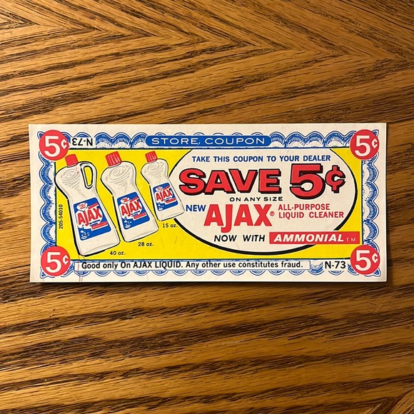 Vintage Other Vtg 6s Ajax Allpurpose Liquid Cleaner 5c Store Coupon